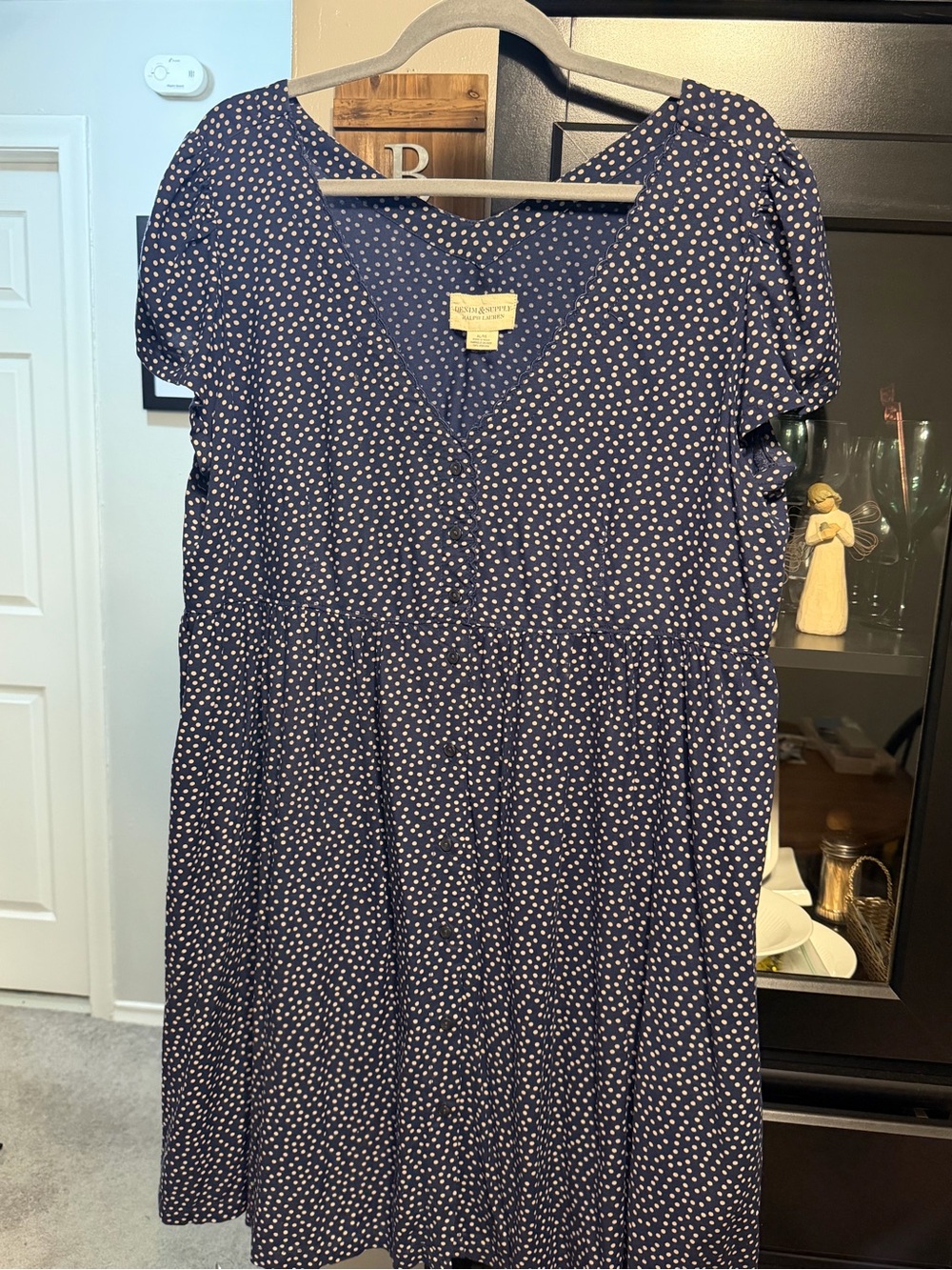 Denim & Supply Ralph Lauren • Navy Blue Polka Dot V-Neck Summer Dress • Size XL